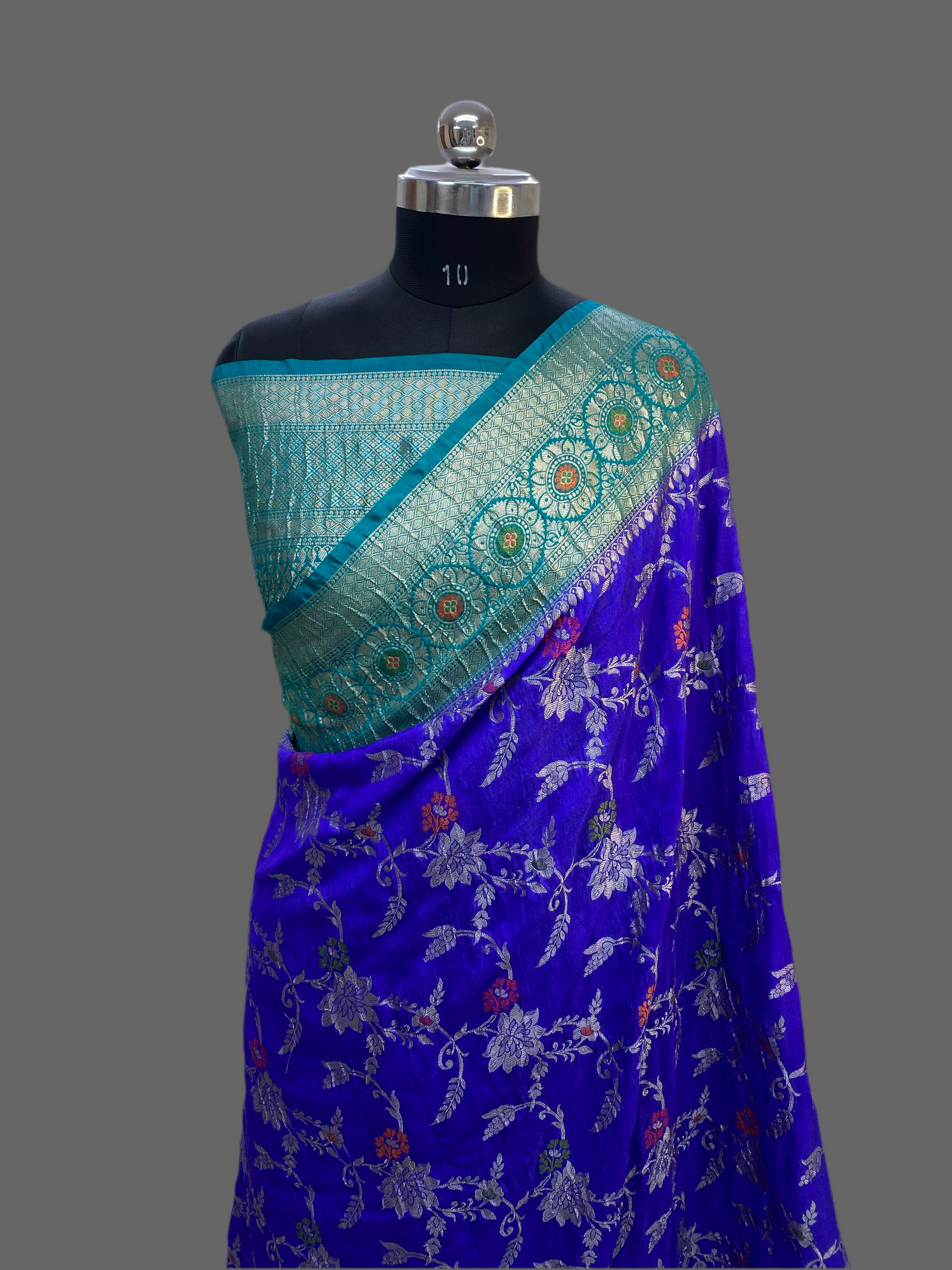Royal Blue Semi Georgette Banarasi Saree