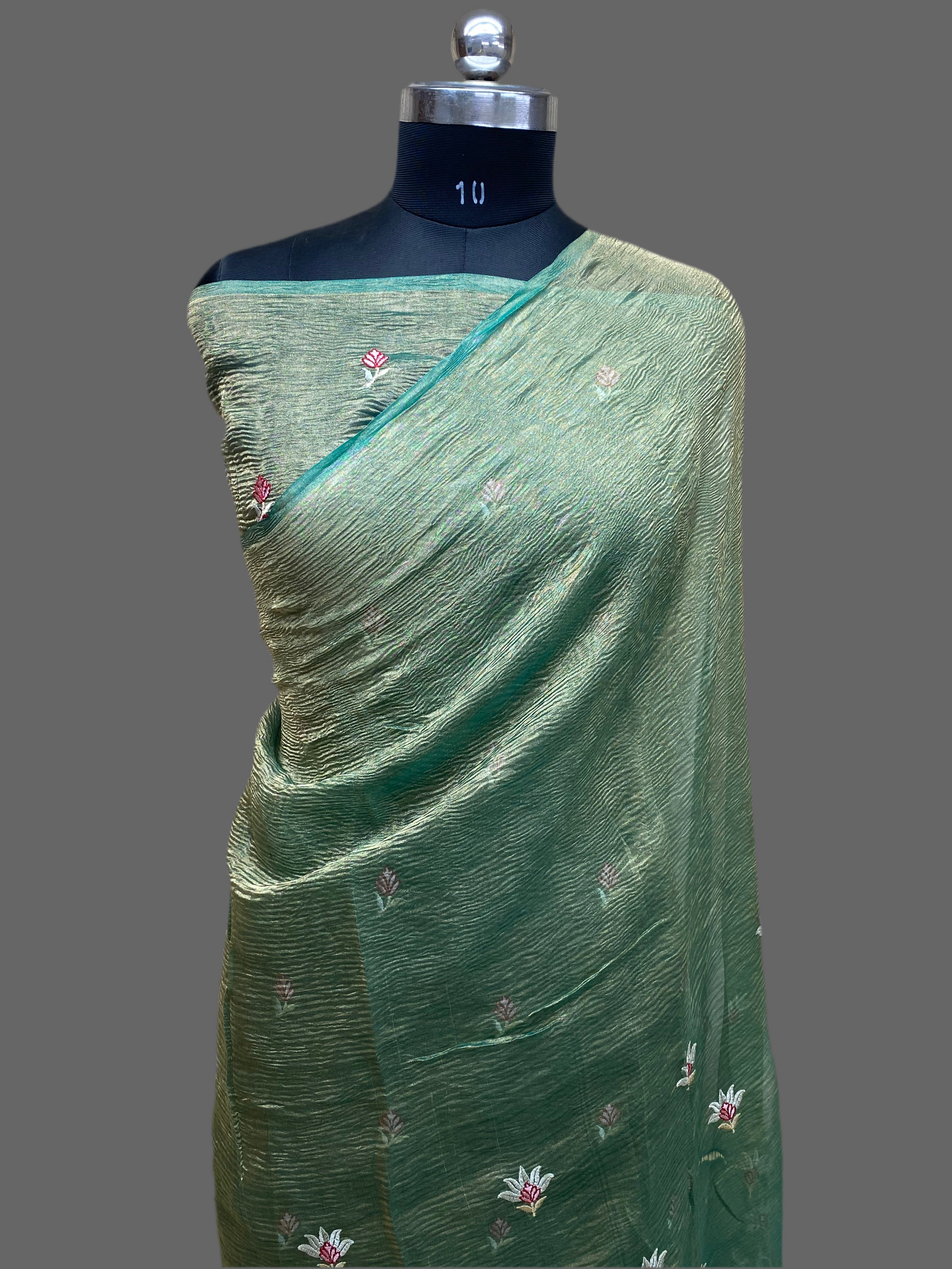 Pure Tissue Silk with hand cutwork Embroidery Banarasi Saree