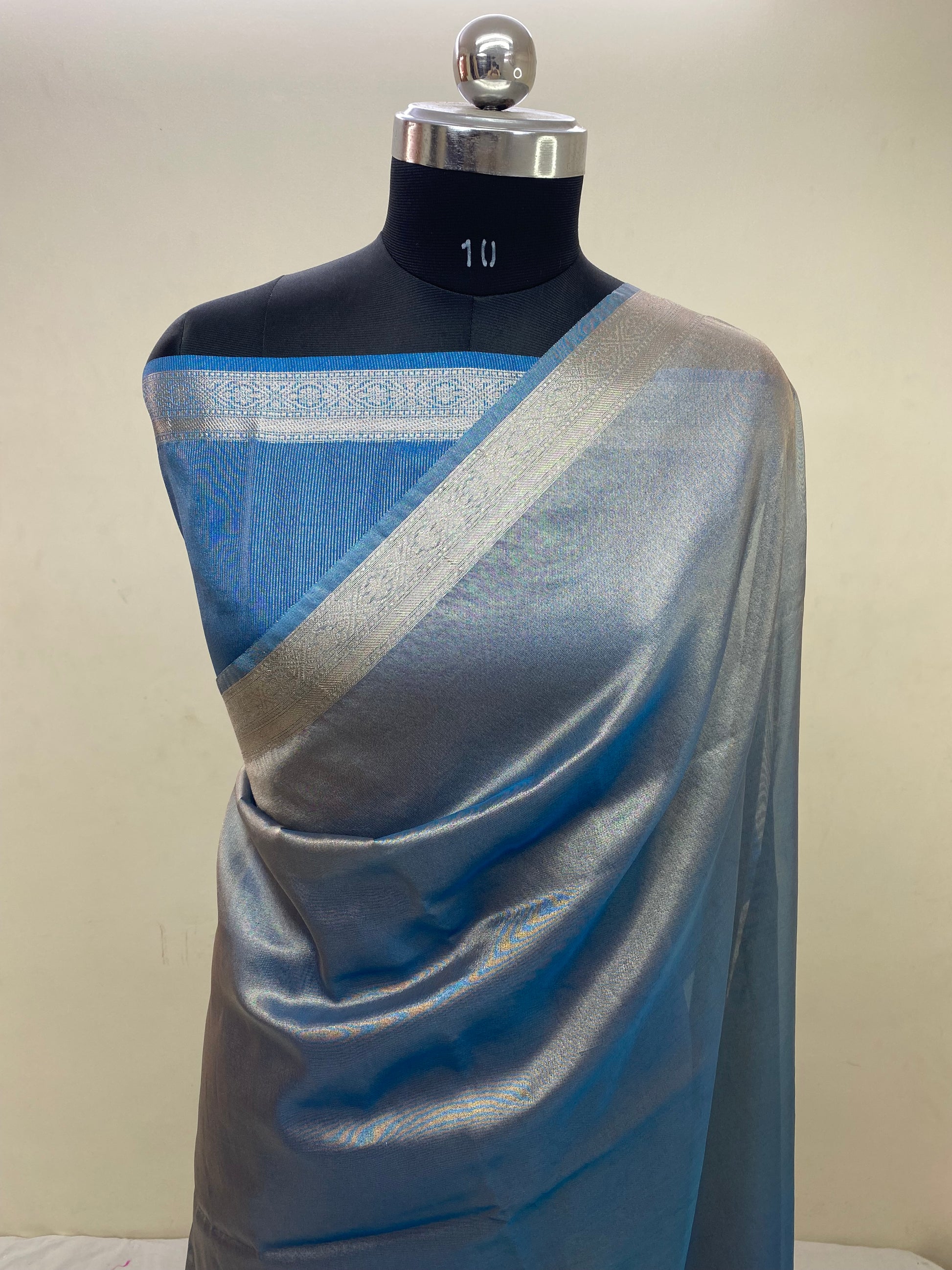 Sky Blue Tissue Silk Banarasi Saree