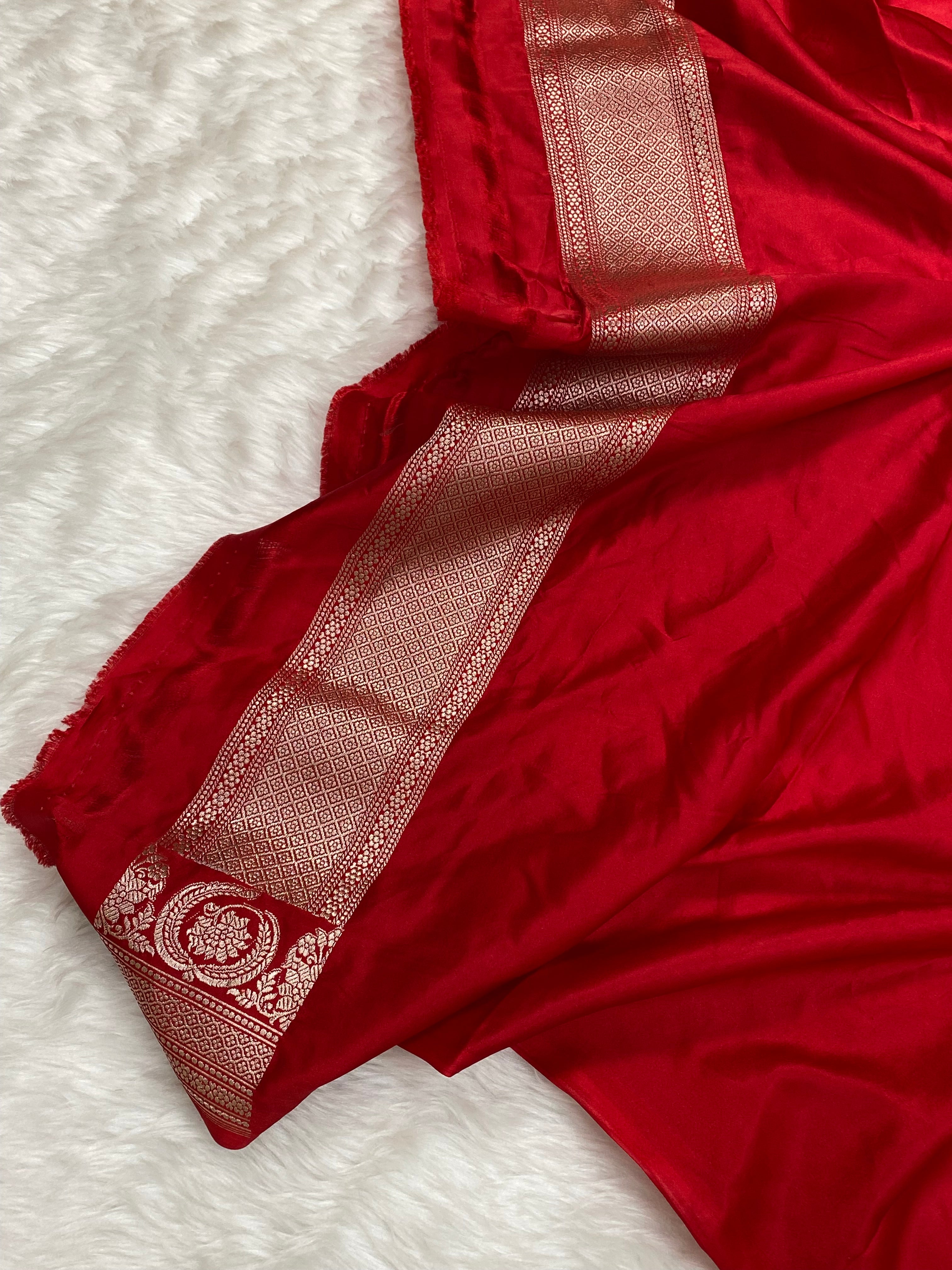Red Mashru Silk Banarasi Saree