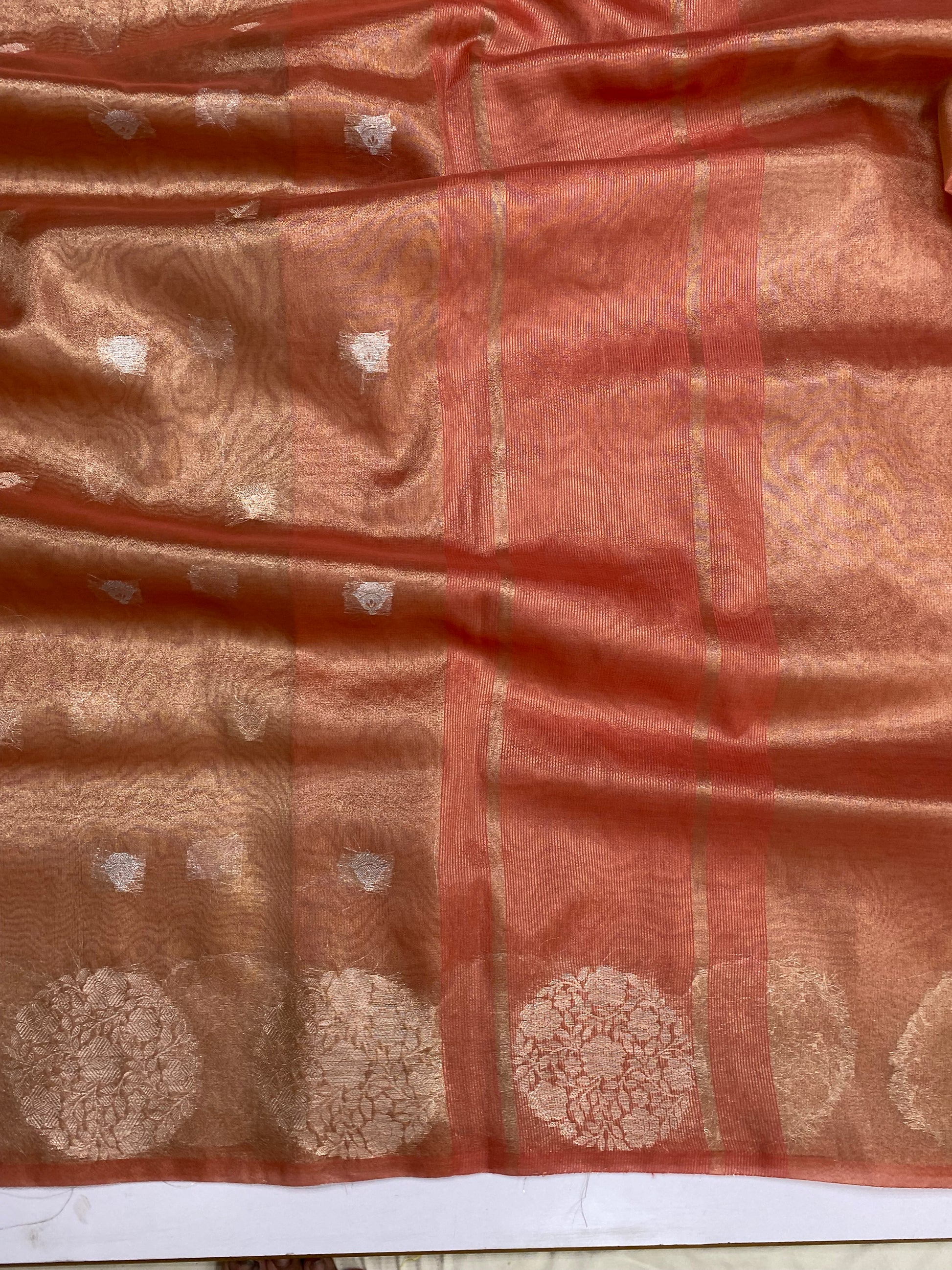 Peach Tissue Silk Banarasi Saree