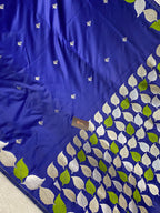 Blue color mashru silk banarasi saree