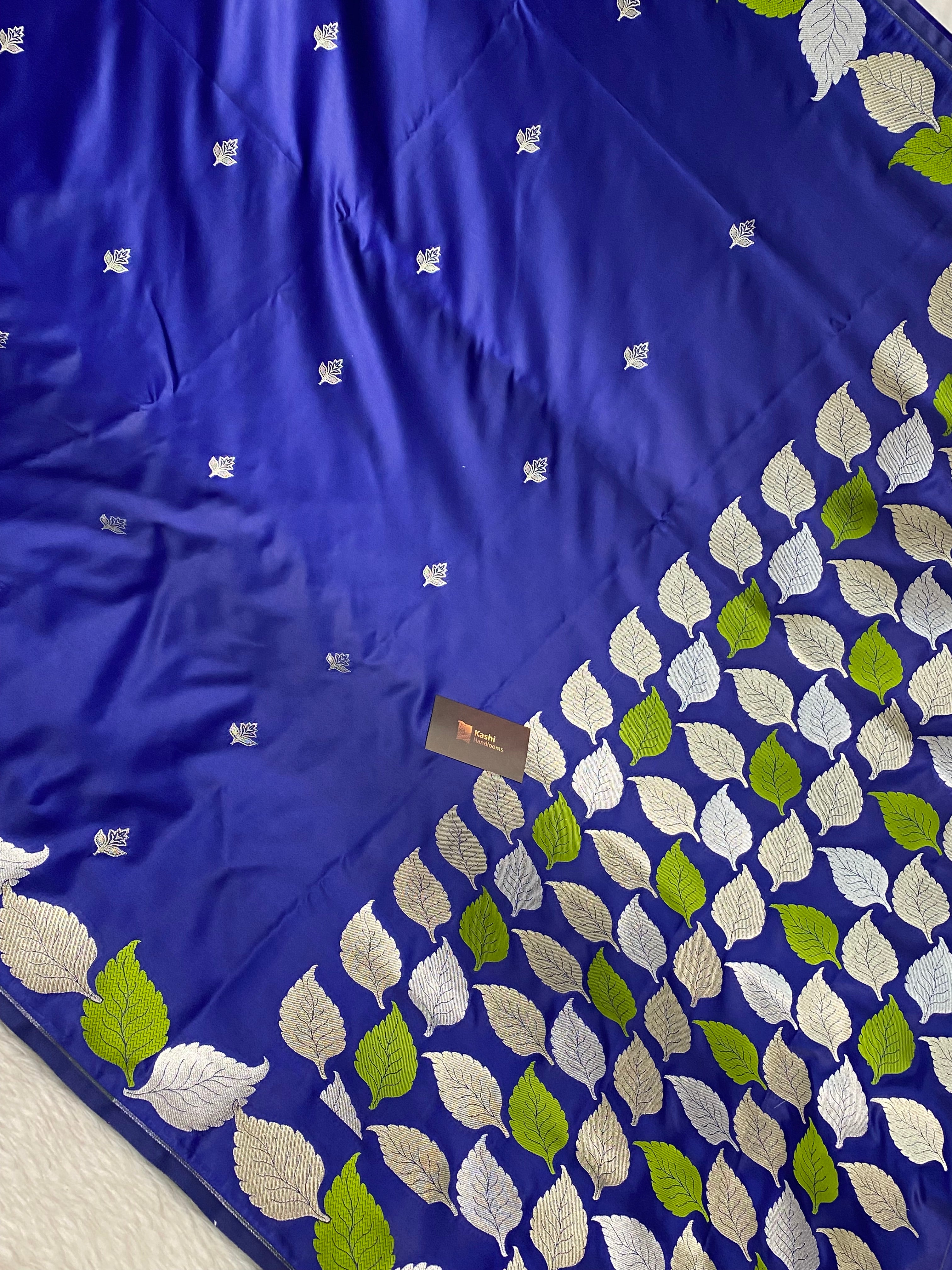 Blue color mashru silk banarasi saree