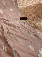 Lite peach mashru silk banarasi saree