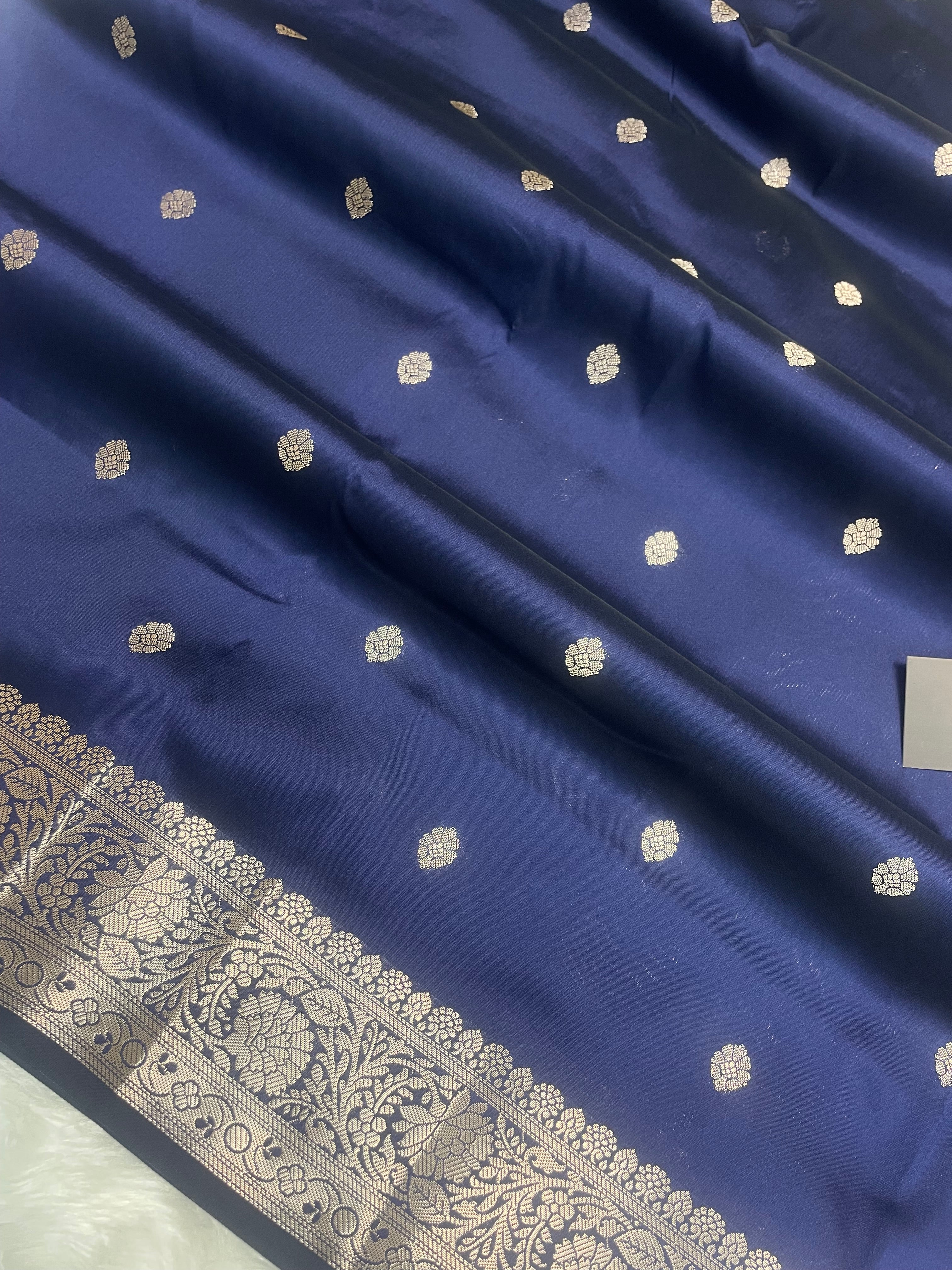 Navy blue chiniya silk banarasi saree