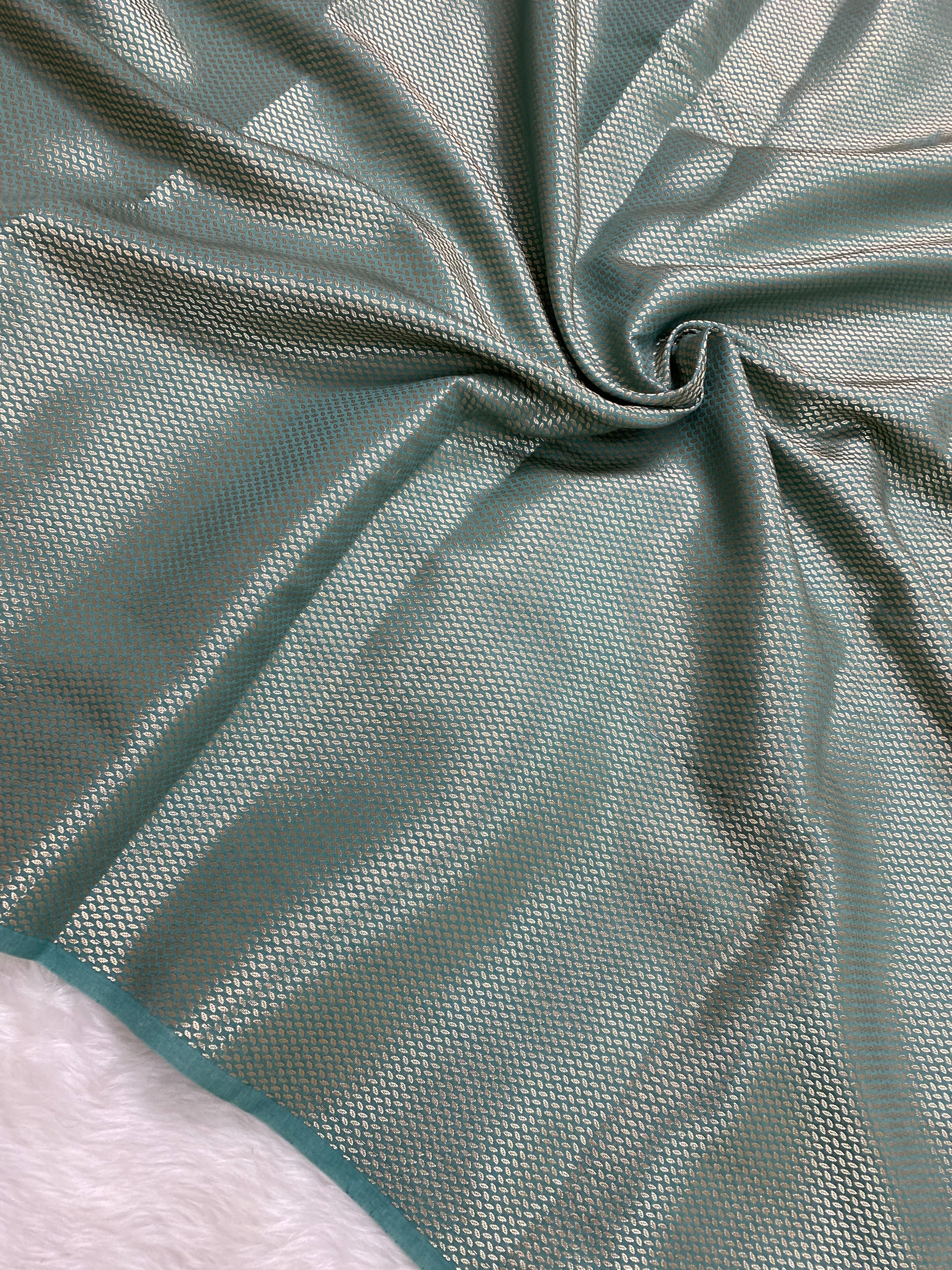 Teal blue Raw Mango Tissue Silk Banarasi Saree
