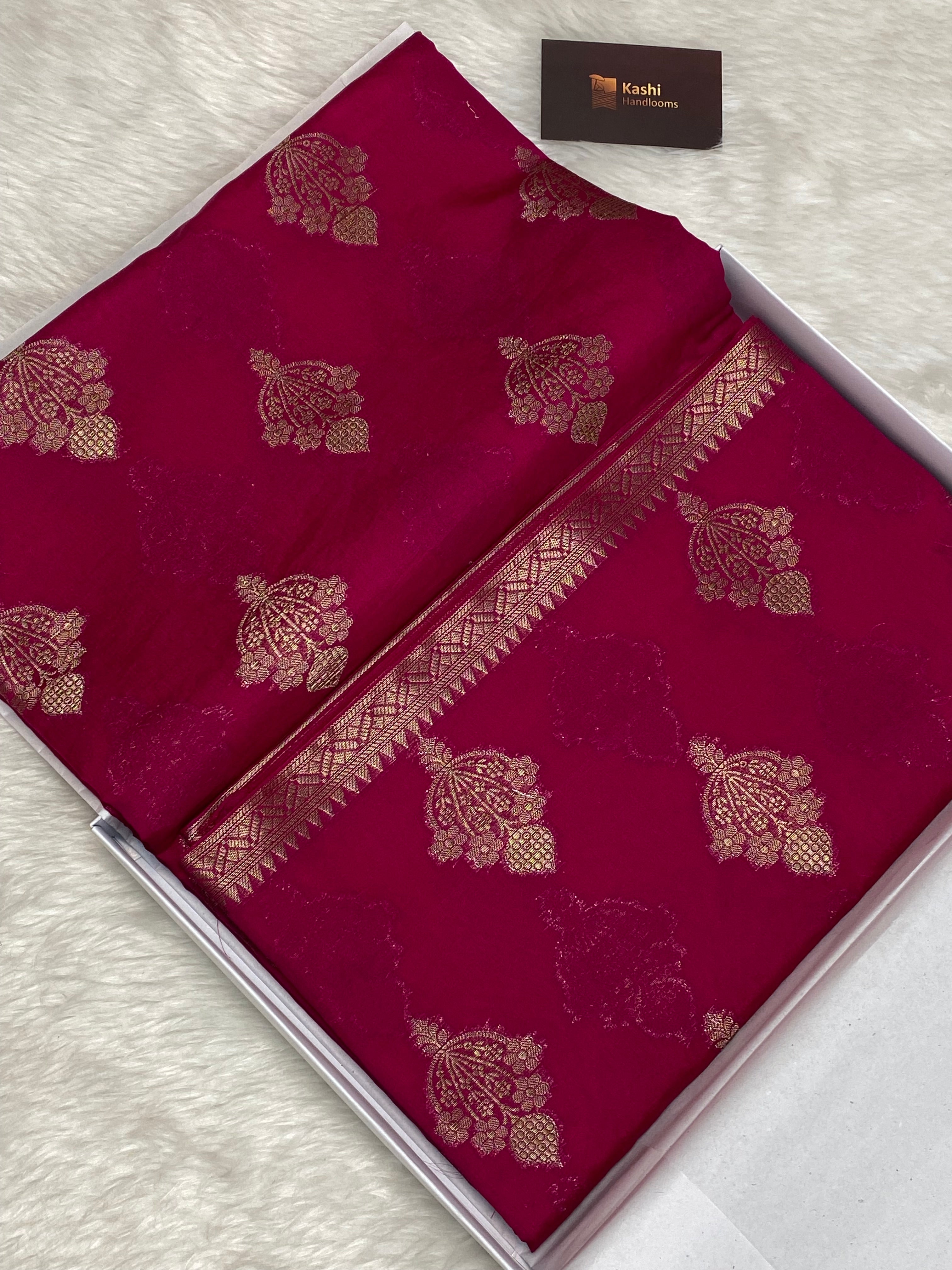 Rani colour semi Georgette Banarasi sarees