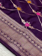 Purple Mashru Silk Banarasi Saree