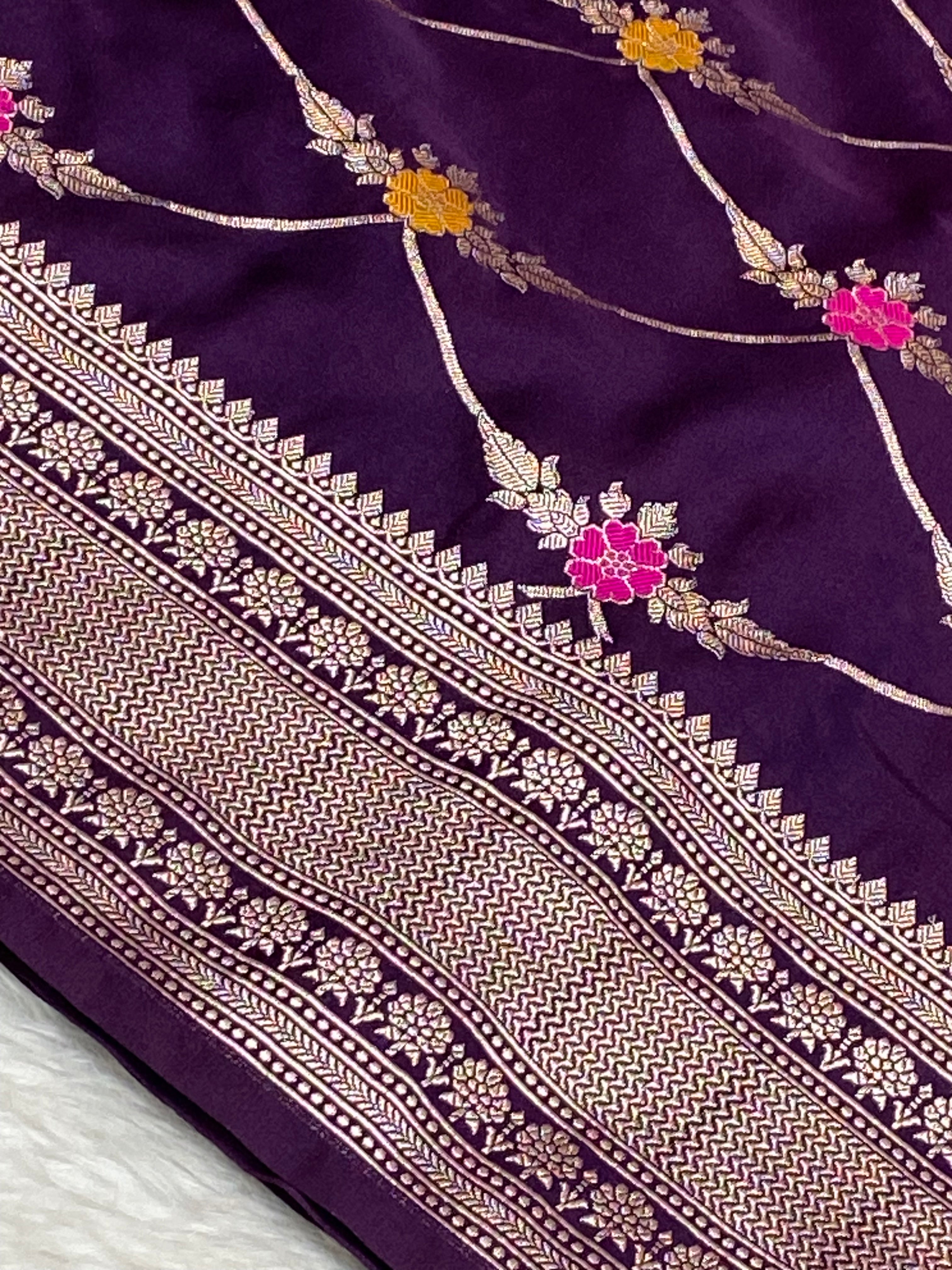 Purple Mashru Silk Banarasi Saree