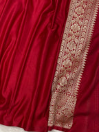 Bridal Red Chundri Buti Mashru Silk Banarasi Saree ❤️