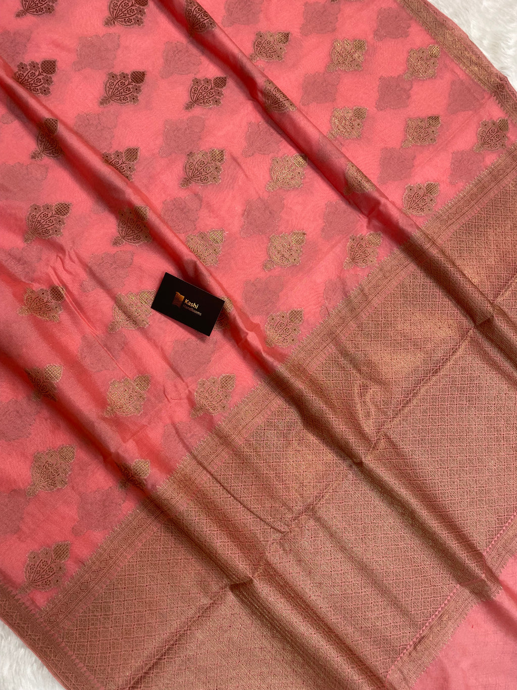 Peach Georgette silk banarasi saree