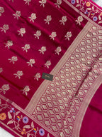 100% pure viscose Rani Color Banarasi Saree