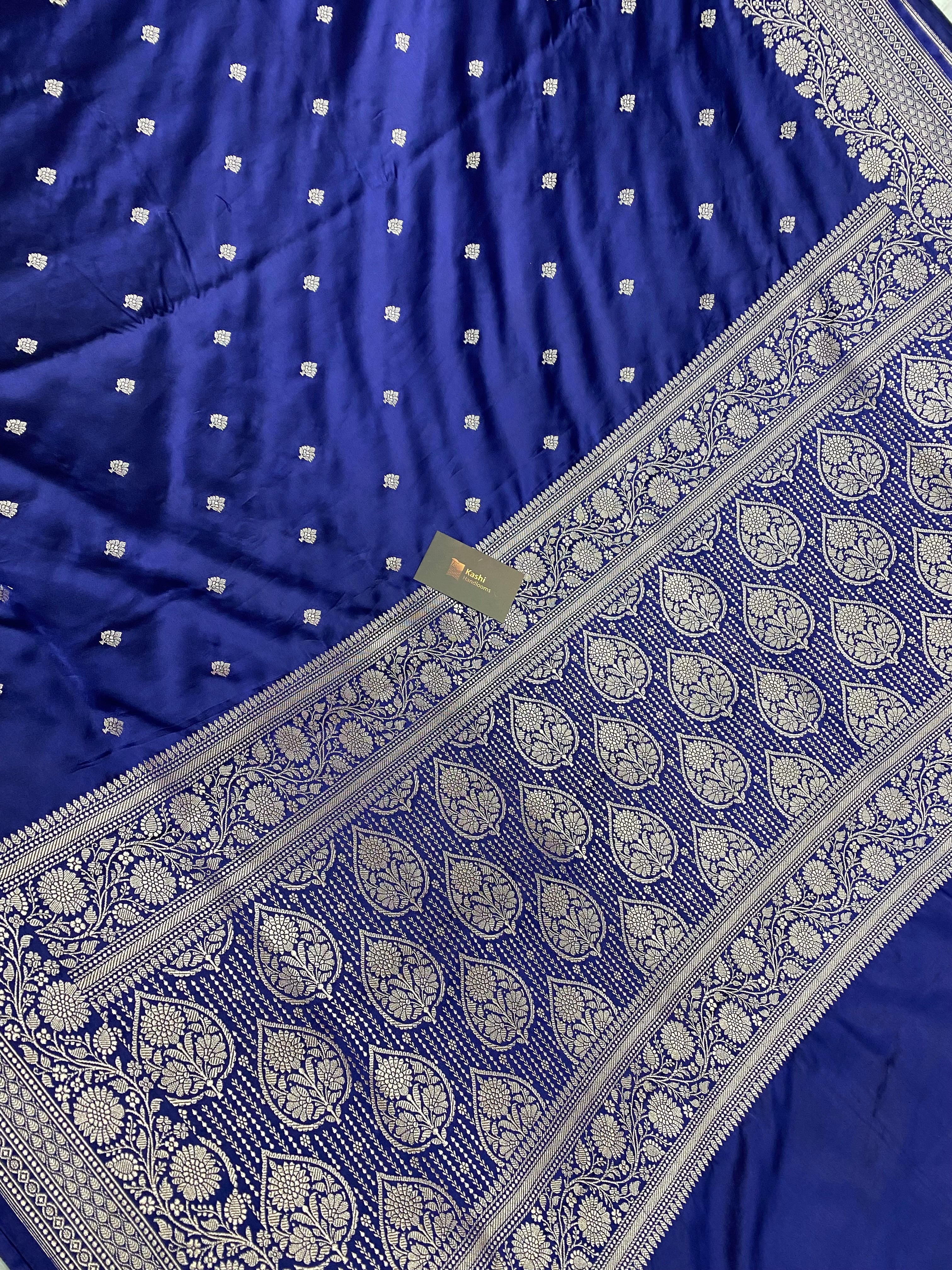 Sangeet Special Navy Blue Mashru Silk Banarasi Saree