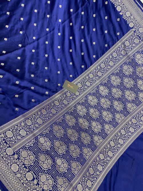 Sangeet Special Navy Blue Mashru Silk Banarasi Saree