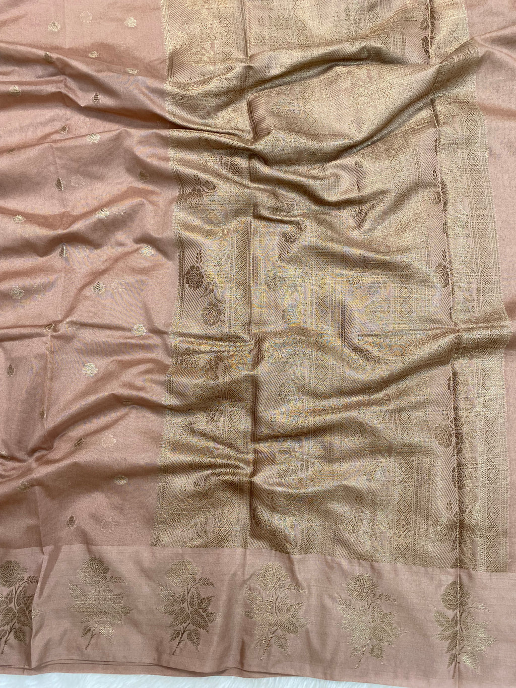 Peach Semi Georgette Banarasi Saree