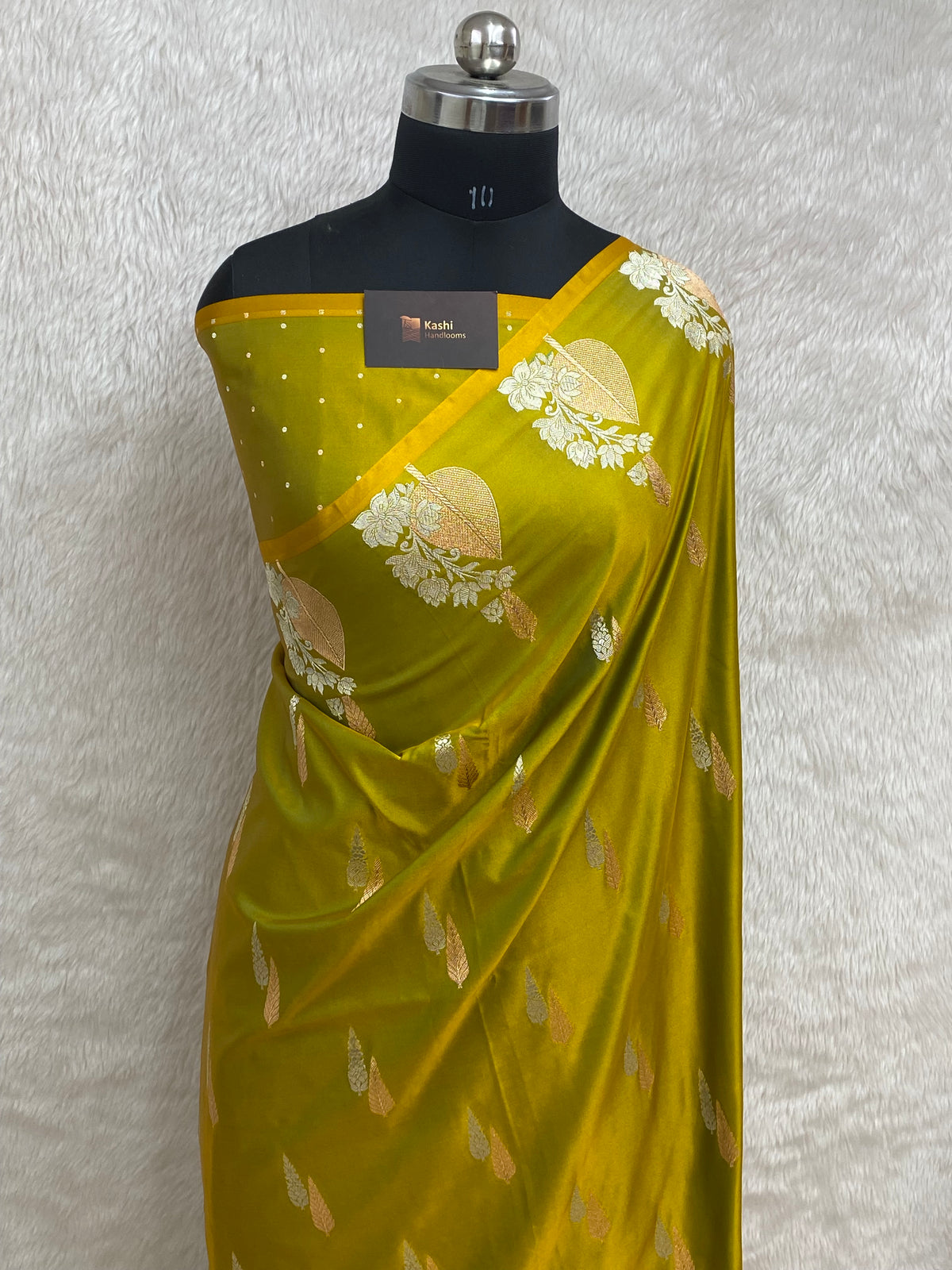 Lime  colour mashru silk banarasi saree