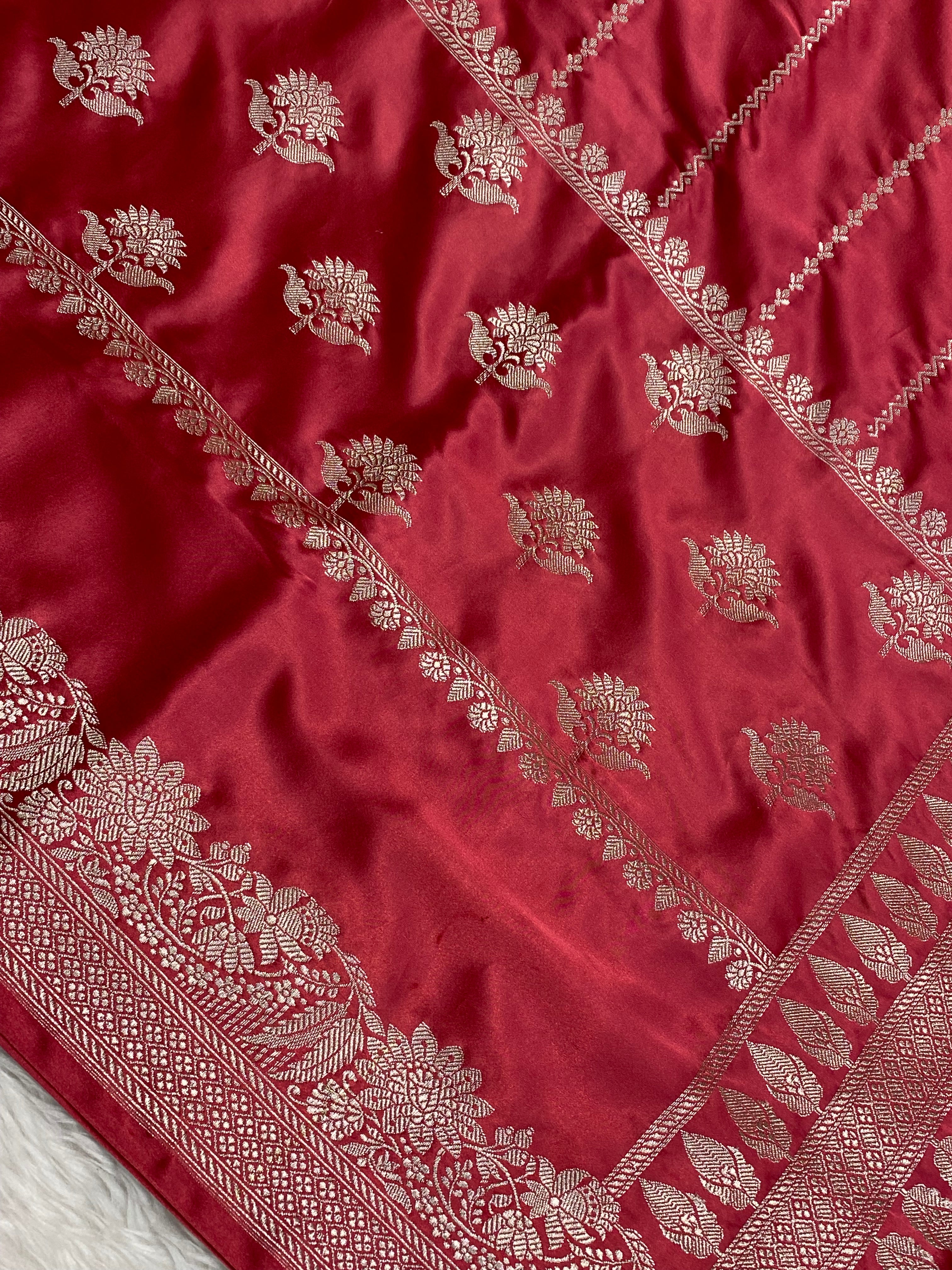 Light peach mashru silk banarasi saree
