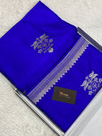 Royal blue mashru silk (A)+grade  Banarasi saree
