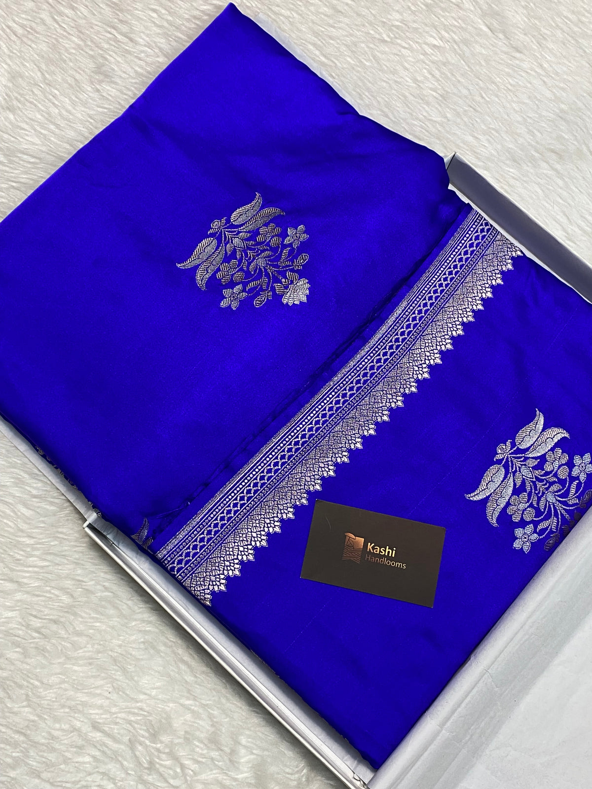 Royal blue mashru silk (A)+grade  Banarasi saree