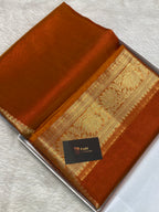 Premium orange colour tissue silk Banarasi saree