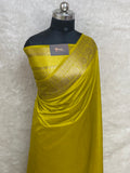 Lime mustard semi Georgette Banarasi saree