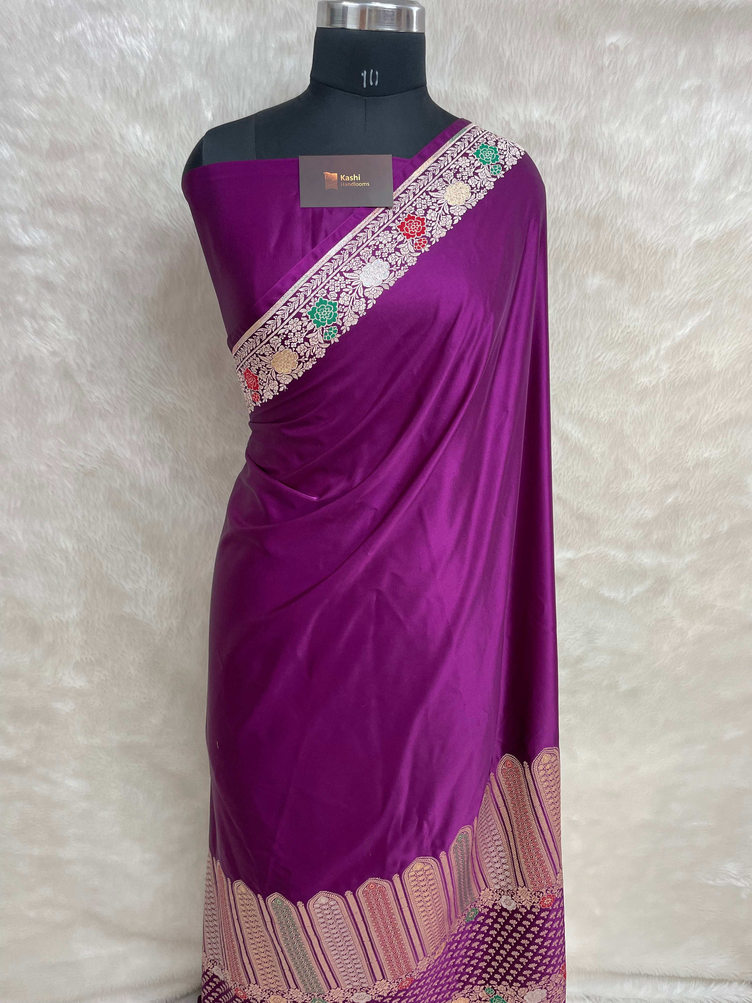 Magenta Mashru Silk Banarasi Saree