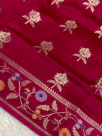 100% pure viscose Rani Color Banarasi Saree