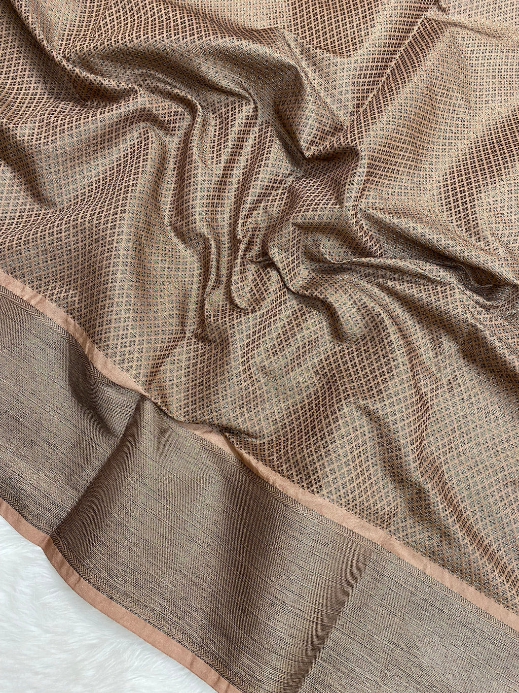 Peach Semi Georgette Cotton Banarasi Saree