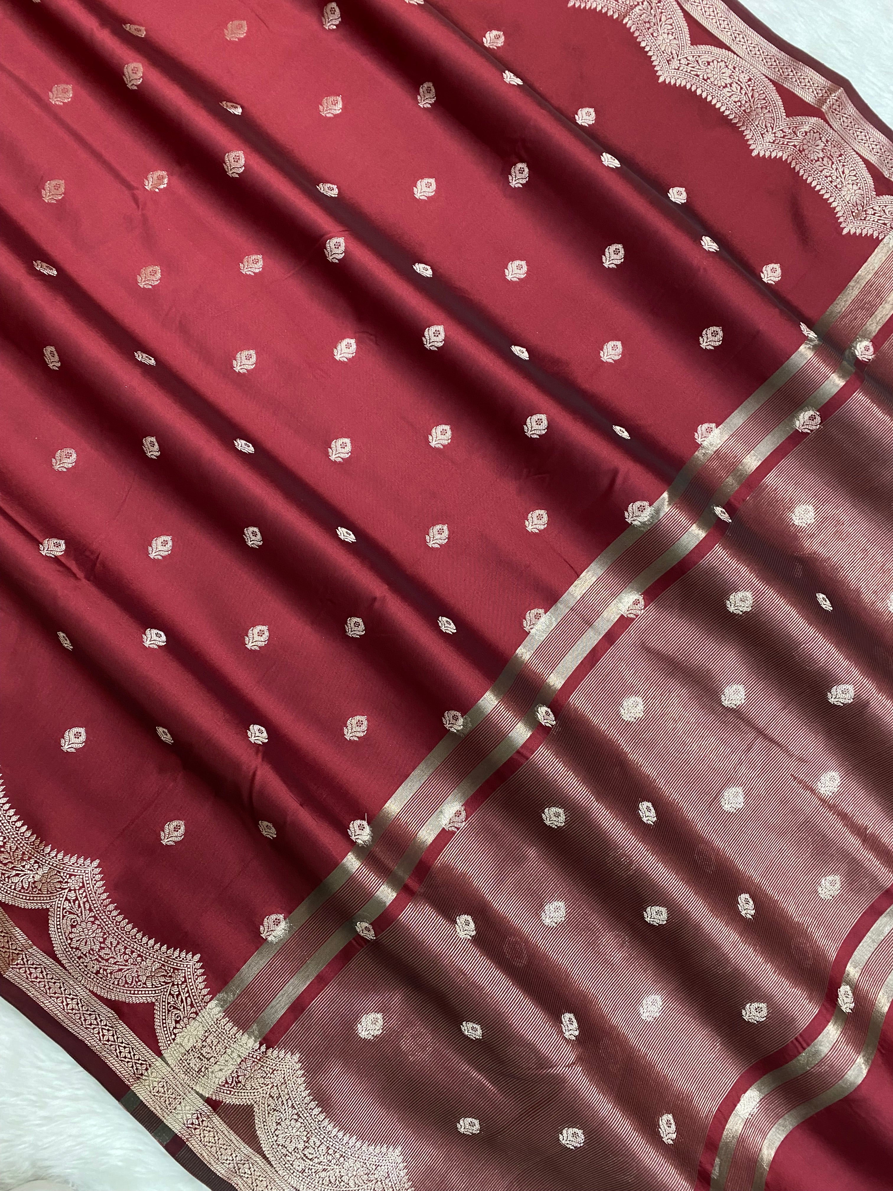 Maroon Soft Silk Banarasi Saree
