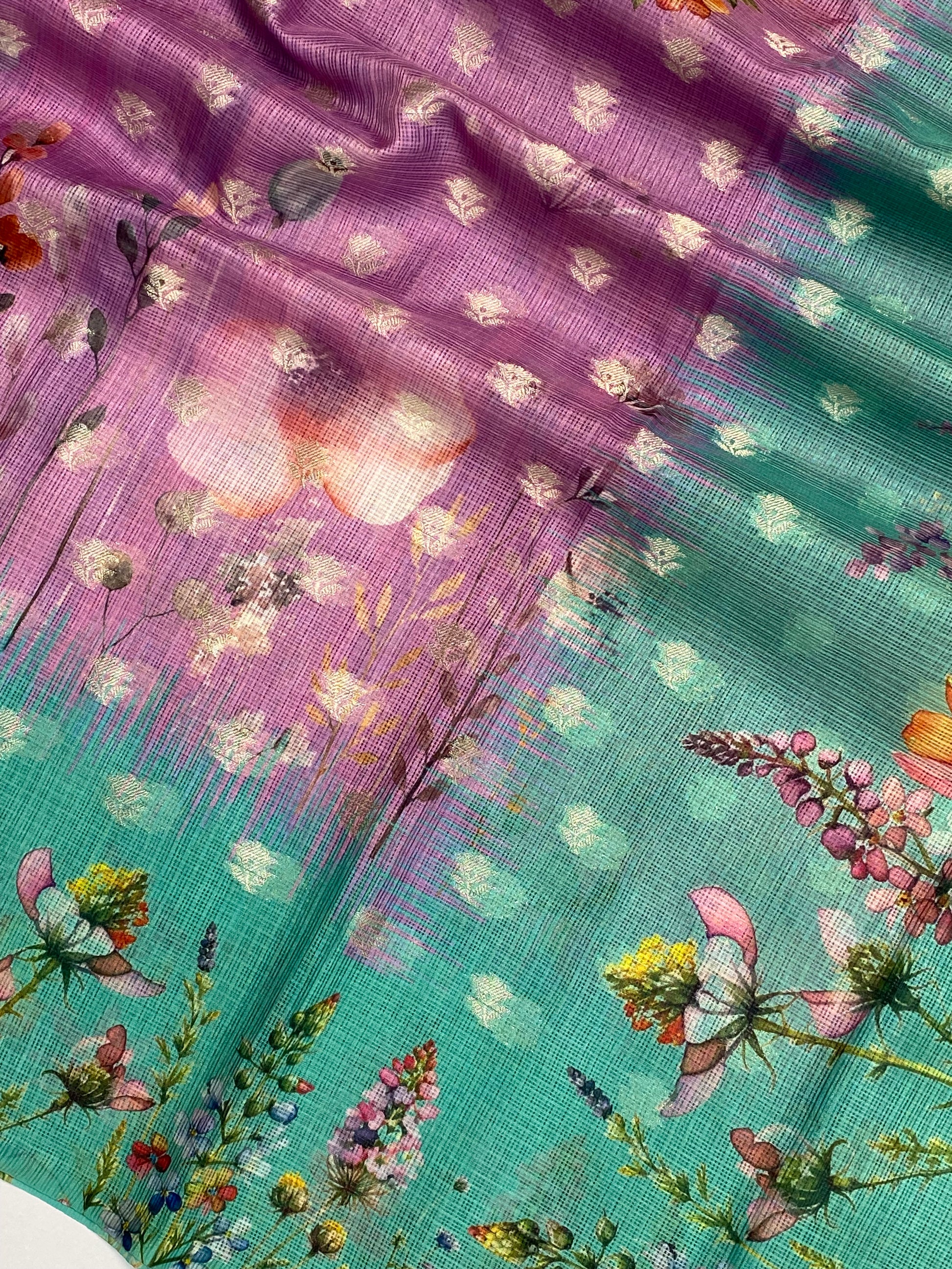 Kota Cotton Digital Print Banarasi Saree