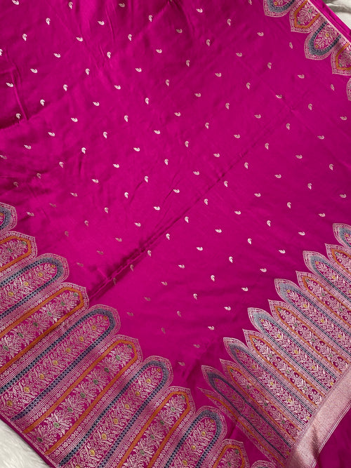 Rani Pink Mashru Silk Banarasi Saree