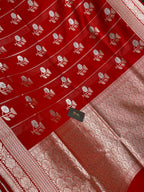 Red semi kataan silk Banarasi saree