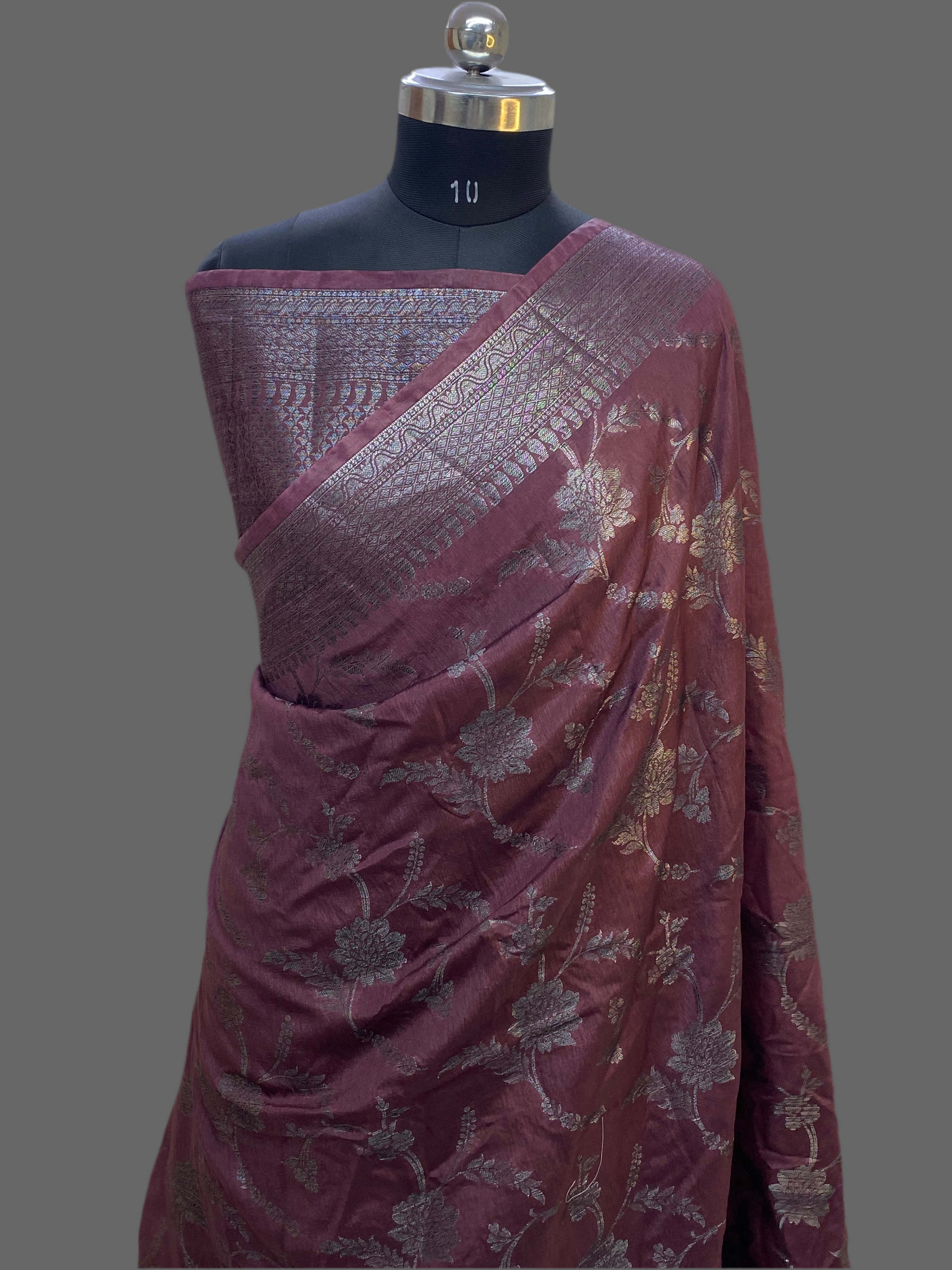 Wine Semi Georgette Banarasi Saree by Kashi handlooms