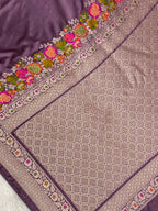 Pachmina dark Lavender colour mashru silk banarasi saree