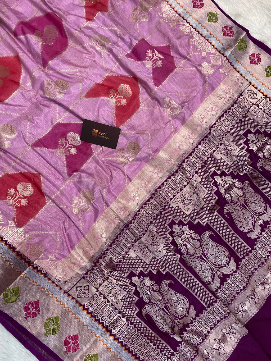 Pink Raw silk banarasi saree