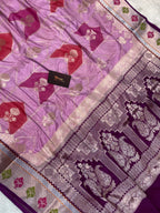 Pink Raw silk banarasi saree