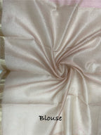 Pink linen cotton embroidery Banarasi saree