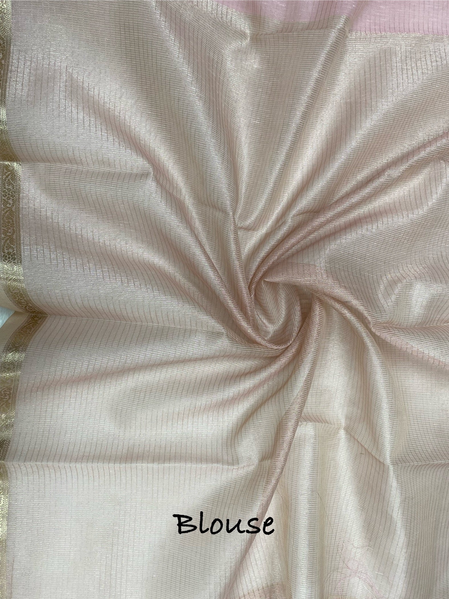 Pink linen cotton embroidery Banarasi saree