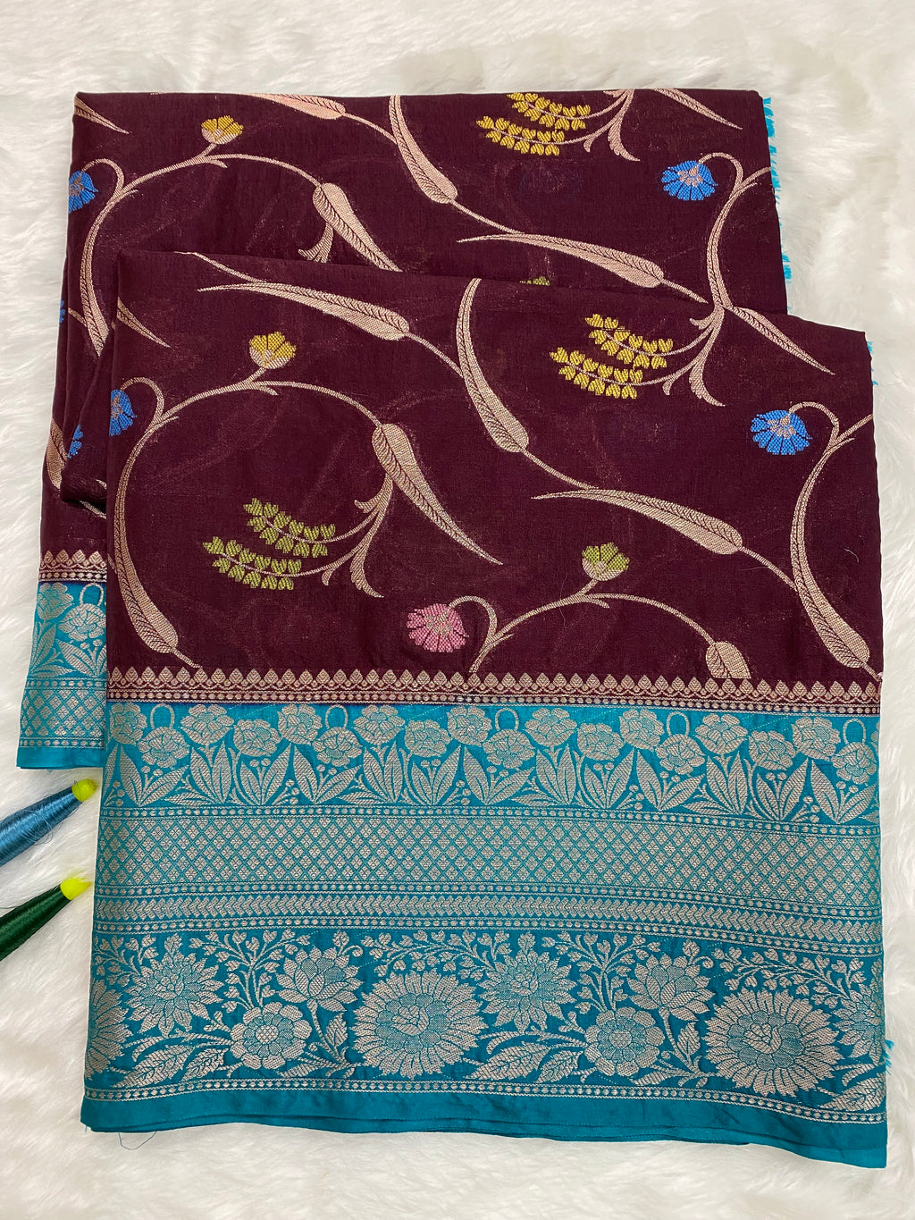 Wine Katan Silk Banarasi Saree