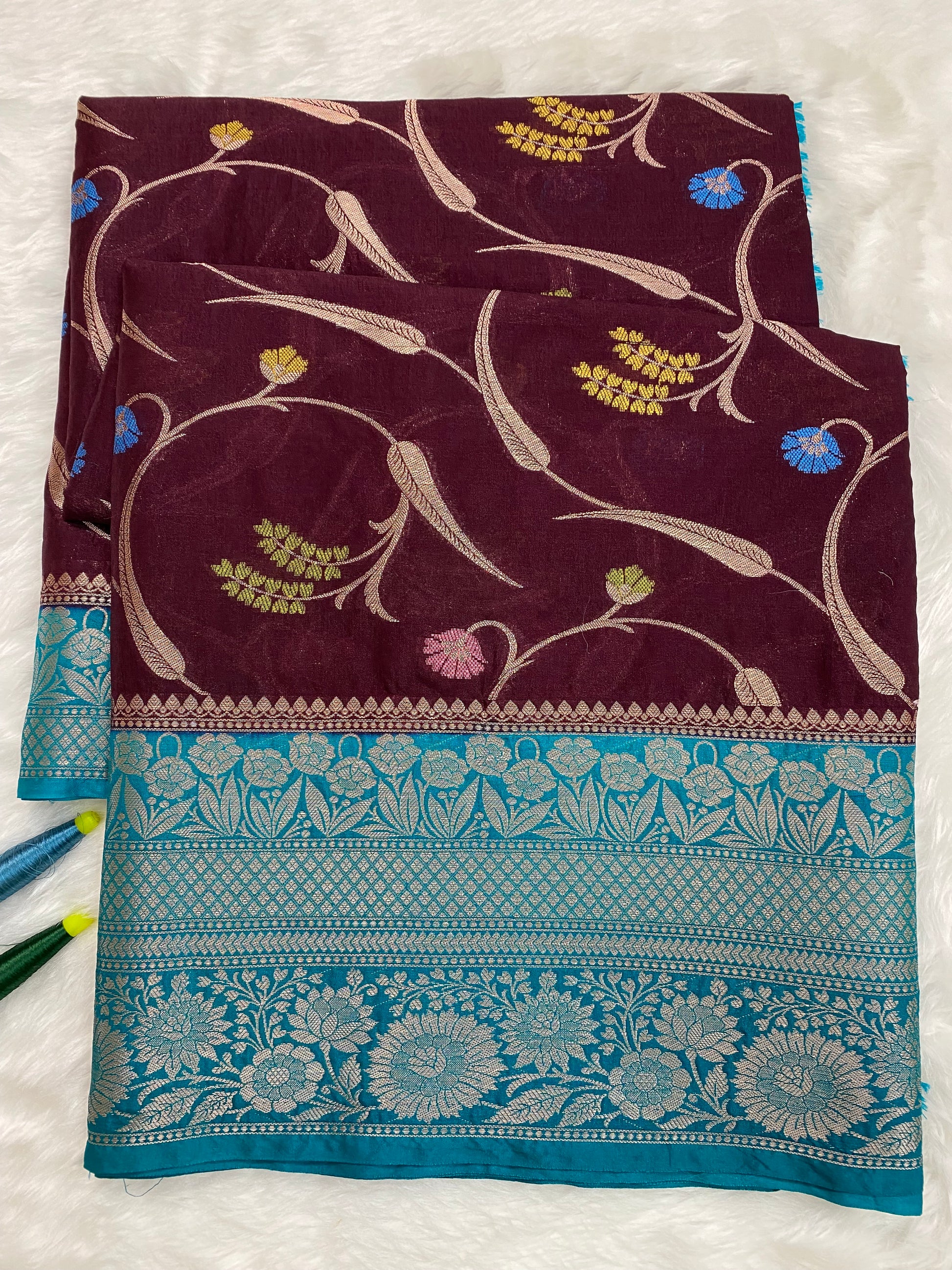 Wine Katan Silk Banarasi Saree