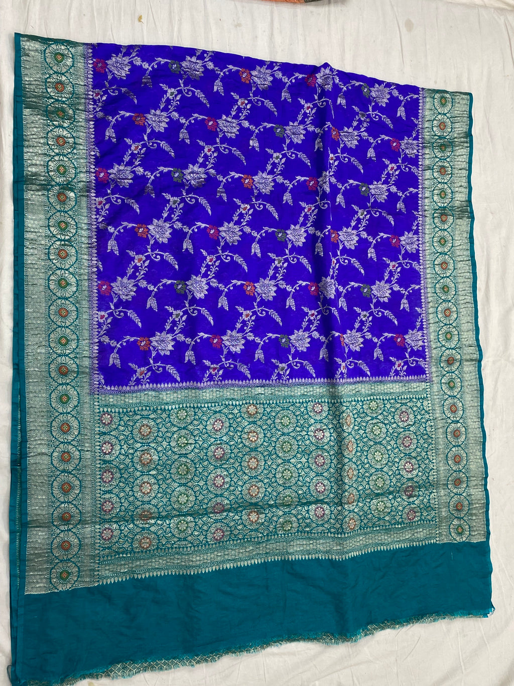 Royal Blue Semi Georgette Banarasi Saree