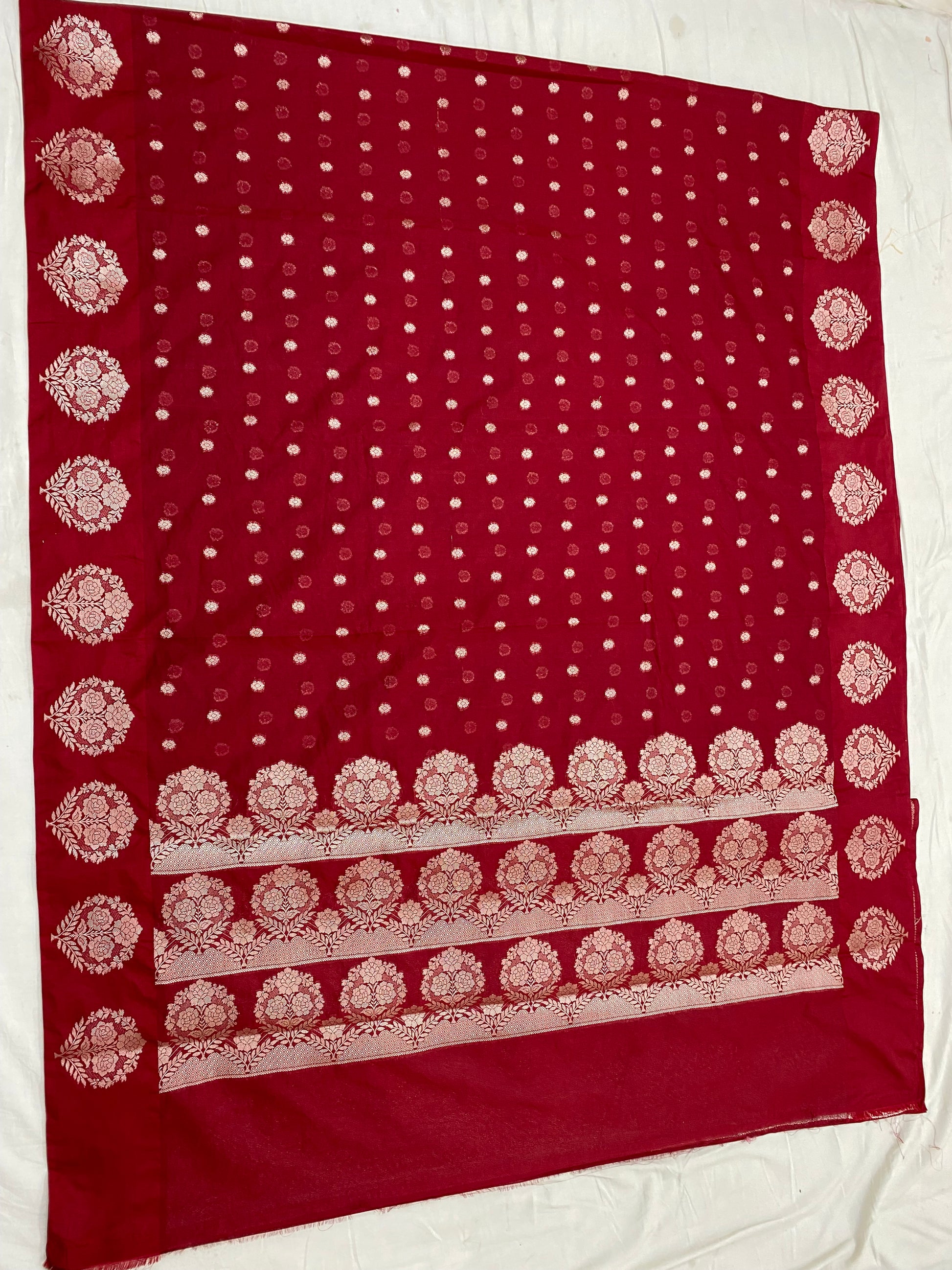 Red Cotton Banarasi Saree