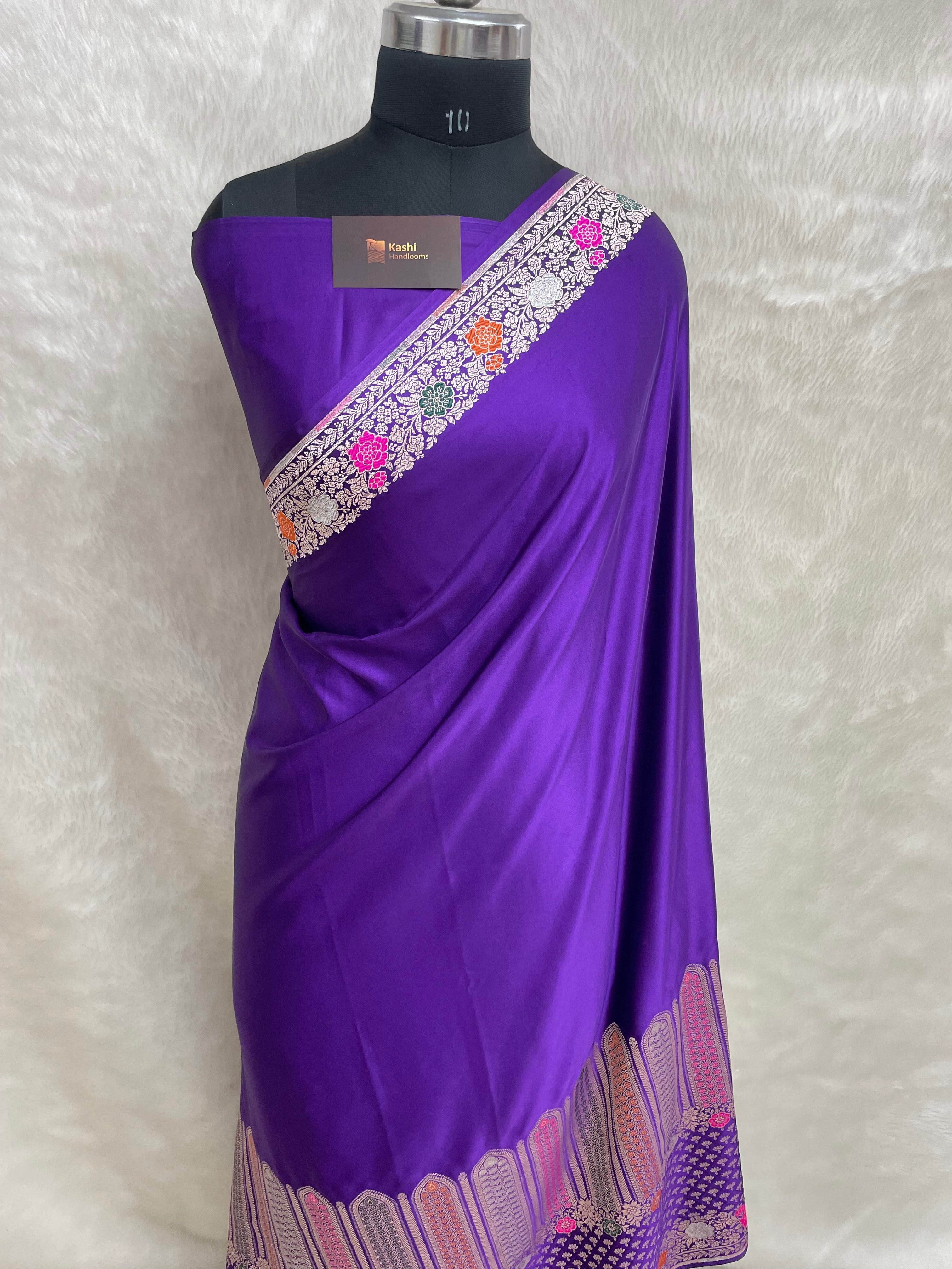 Purple Mashru Silk Banarasi Saree