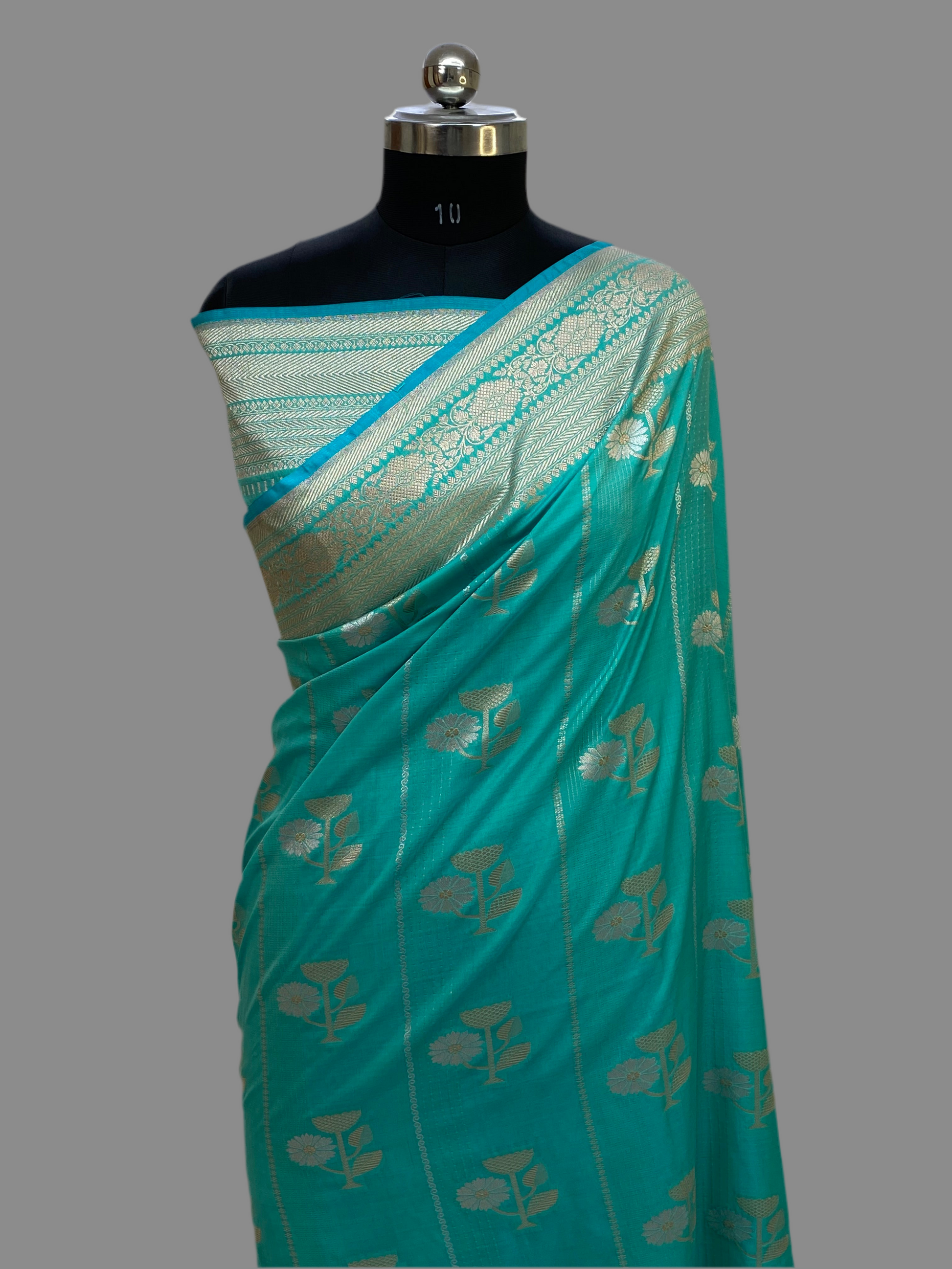 Emerald Grace - Banarasi Silk Saree with Golden Zari