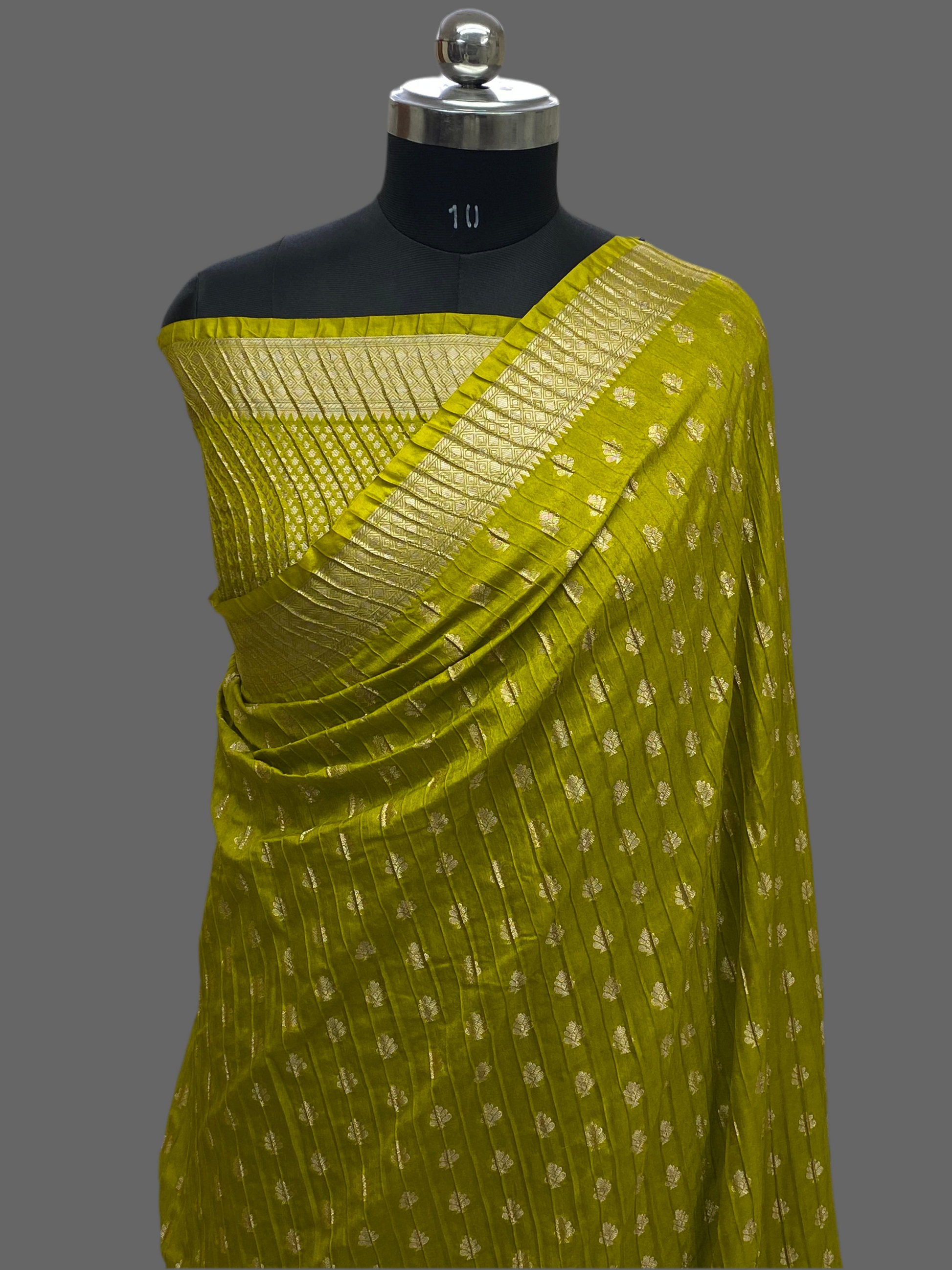 Dhani Boarder Buti with Crush Chinya Silk Banarasi Saree