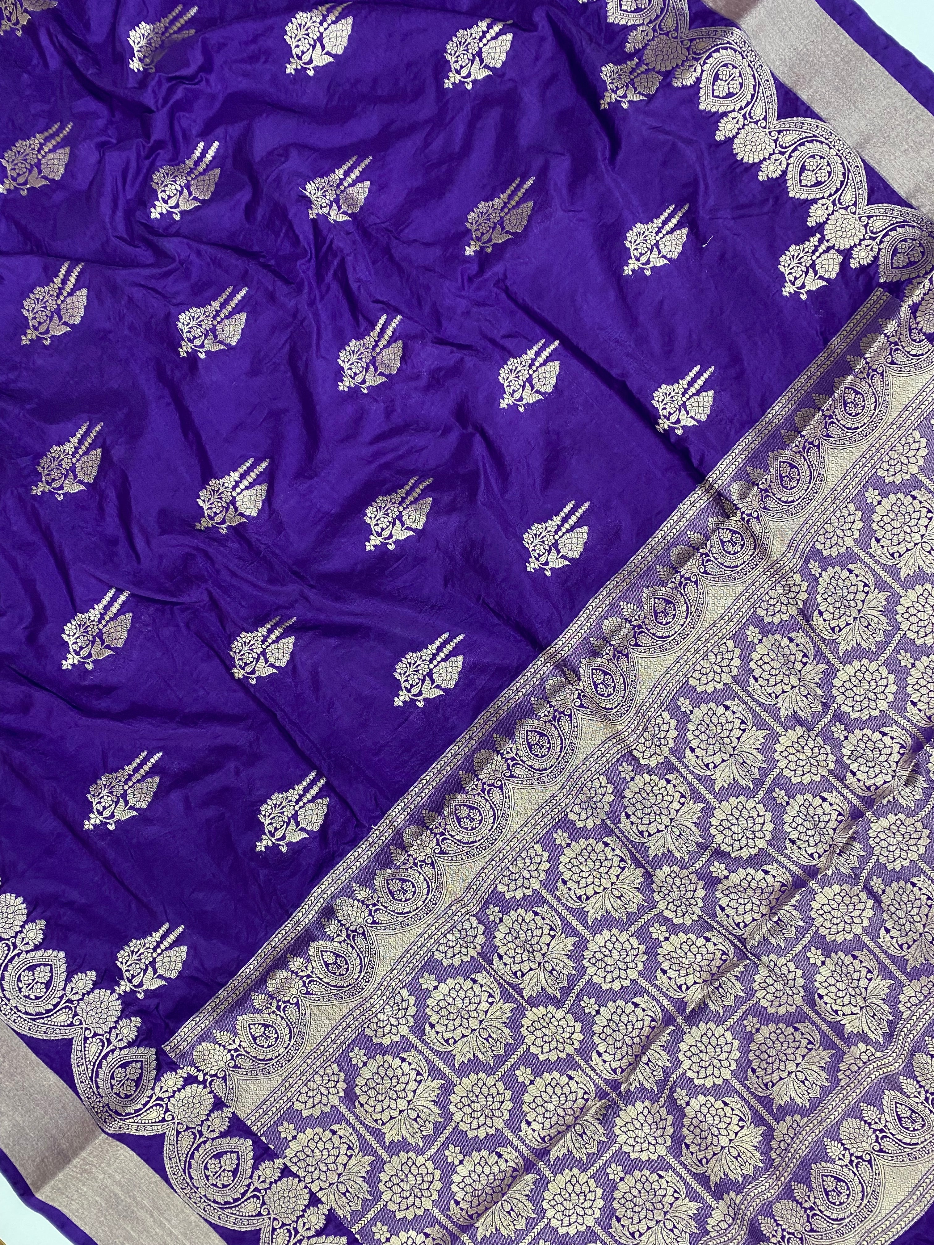Purple Color  monga Silk Banarasi Saree