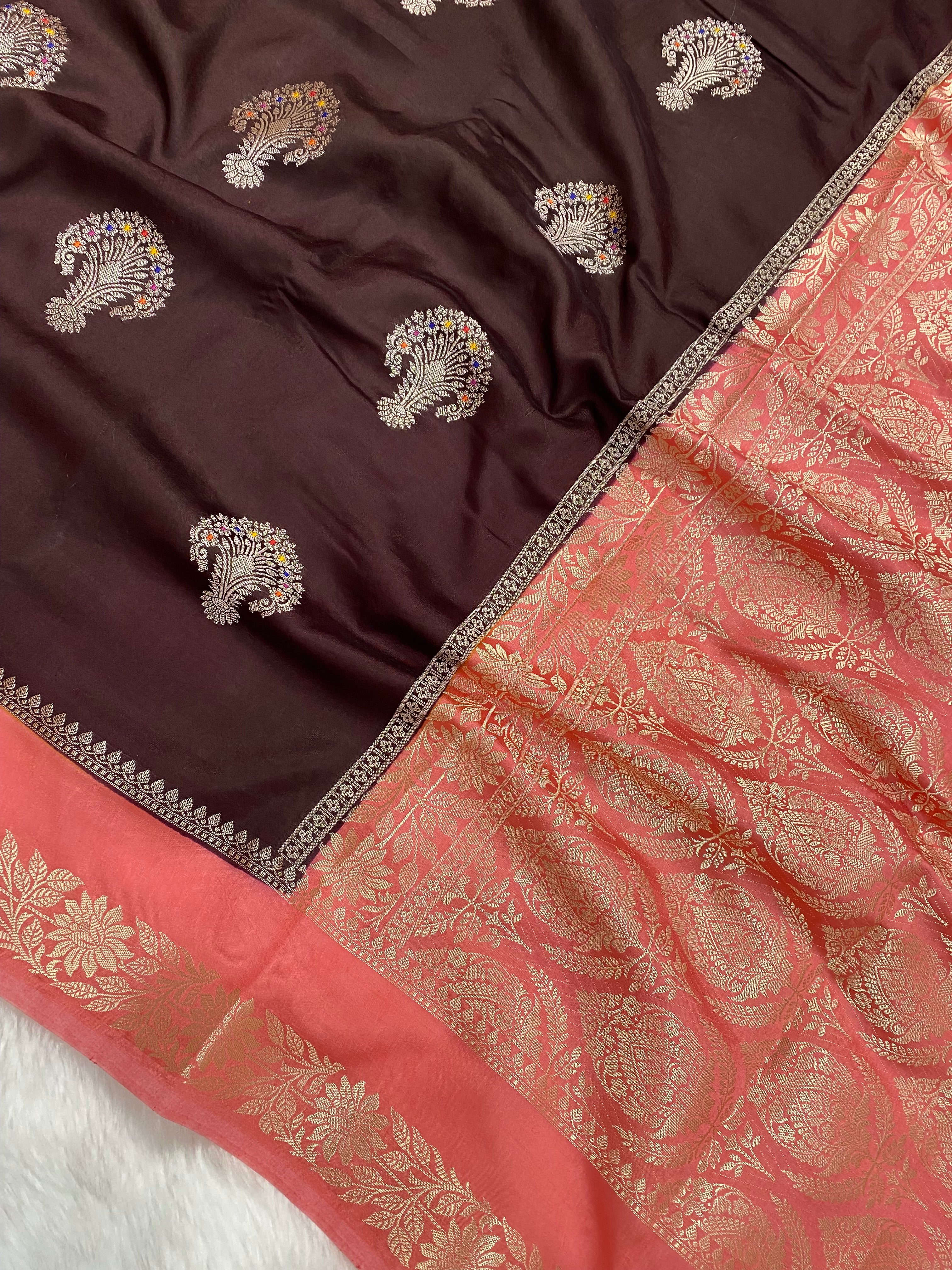Wine Mango silk cotton Banarasi Saree