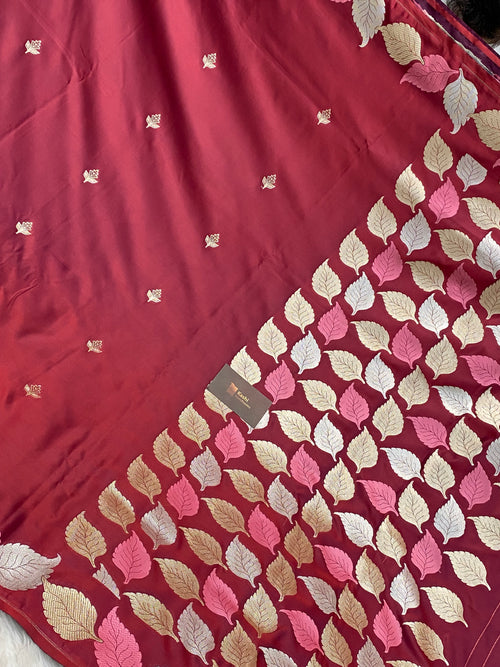 Wine Mashru Silk Banarasi Saree