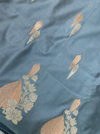 Grey mashru silk banarasi saree