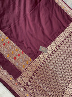 Wine Color Mashru silk Banarasi Saree